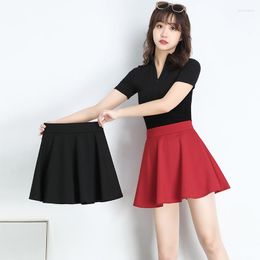 Skirts Black Woman Fashion 2023 Summer Elastic High Waist A-Line Knit Mini Short Red Umbrella Skirt Women's Clothing