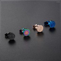 Stud Earrings Steel Colourful For Men Women Hypoallergenic Stainless Round Black Punk Style