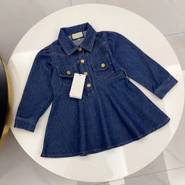 girl dress girls denim skirt baby clothes Kid designer coat dresses luxury brand pocket Button Elastic Autumn winter spring