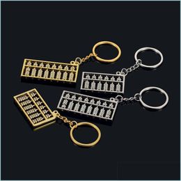 Key Rings Abacus Keychains 6 File Metal Chinese Wind Gold Sier Keyring Chain Pendant Fashion Accessories 1141 B3 Drop Delivery Jewelry Dhyhj