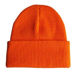 Beanie/Skull Caps Plain Skull Cap Knit Hats Winter Warm Cuff Beanies for Men Women Orange Yellow Black Dark Green Beige