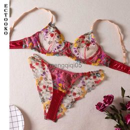 Sexy Set ECTOOKO 2022 2-Piece Erotic Lingerie Lace Transparent Fairly Bra Set Women Embroidery Floral Panty Underwear Sexy Lingerie Set HKD230814