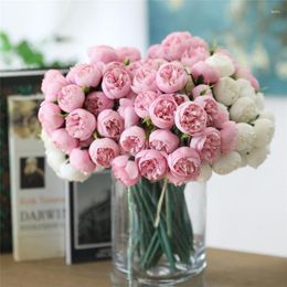 Decorative Flowers 27Heads Artificial Peony Silk Bridal Rose Bouquet Wedding Party Centrepiece Decoration Xmas Home Table Decor Fake Flower