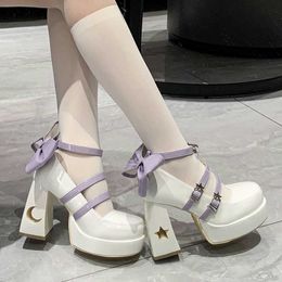 Chunky Platform High Heels Pumps Women Spring Punk Thick Heel Mary Jane Lolita Shoes Woman Patent Leather Cosplay Shoes 230807