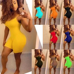 Summer Casual Jumpsuits For Women Clothing Sling Jumpsuit Sexy V Neck Sleeveless Biker Shorts Rompers Onesies Clubwear Bodysuit Playsuits Streetwear Clothes