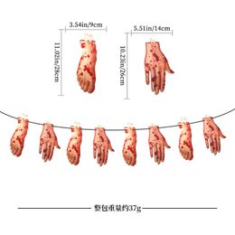 Halloween decoration, flag pulling, terrifying atmosphere decoration, bar ghost festival party, severed hands and feet, blood knife and flower pulling set wholesale