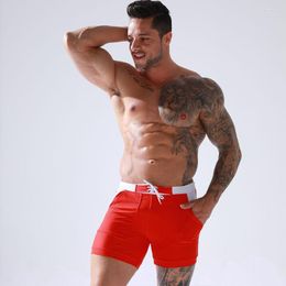 Men's Swimwear 2023 Arrival Mens Swimming Solid Colour Boy Short Pants Beach Shorts Rapaz Surf Board Nylon Drawstring Speed Homens