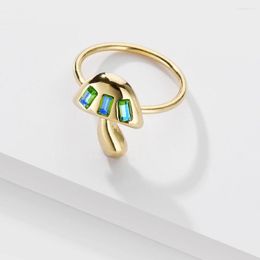 Hoop Earrings CHIAO Fashion Jewellery Crystal Mushroom Ring - Gold Colour Metal Statement Rings For Women