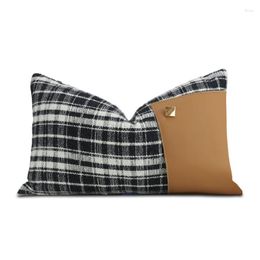 Pillow Cover For Living Room Black Plaid Wiast Pillows Brown Leather Patchwork Sofa S Home Decor Chaid Pillowcase