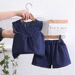 Clothing Sets New Summer Children Fashion Clothing Girl casual clothes cowboy Shorts 2Pcs/sets Kids Infant Casual Clothes Toddler Tracksuit