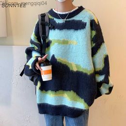 Men's Sweaters Pullovers Men's Sweater Tie Dye Autumn Fashion Design O-Neck Knitted Casual Street Clothing Loose and Simple Student Clothing Z230814