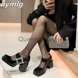 Dress Shoes Thick Heel Mary Jane Shoes Women's High Heels Shoes Not Tired Feet Small Design Square Head Shallow Mouth Small Leather Shoes J230815