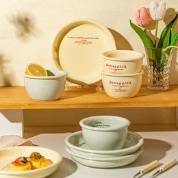 Bowls Solid Colour Ceramic Plate Flip Design High-temperature Coloured Glazed Salad Bowl Healthy High Temperature Resistance Tableware