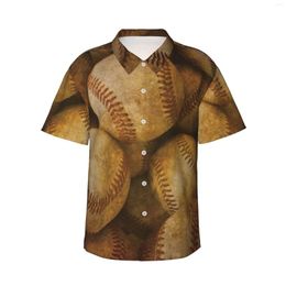 Men's Casual Shirts Baseball American Sports Theme Mens Hawaiian Short Sleeve Button Down Beach Tropical Floral