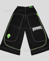New Y2K American retro oversize loose alien pattern men's pants jeans punk hip-hop rock Gothic couple wide-leg pants street wear T231206