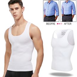 Waist Tummy Shaper Mens Slimming Body Shaper Chest Compression Shirts Tummy Control Shapewear Gynecomastia Abdomen Slim Vest Waist Trainer Corset 230814