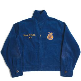 SUCRAM FFA JKT Corduroy American Kaki Blue Dyed Heavy Water Wash Motorcycle Farmers Association Jacket