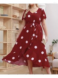 Plus Size Dresses Spot Polka Dot Simple Skirt Elastic Waist Print Dress Large Women Party