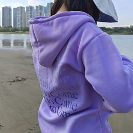 Women's Hoodies Sweatshirts purple hoodie with po card 230812