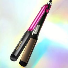 1pc Negative Ion Hair Straightener for Women - Dual-Use Electric Hair Straightening and Curling Iron with Colour Block Design