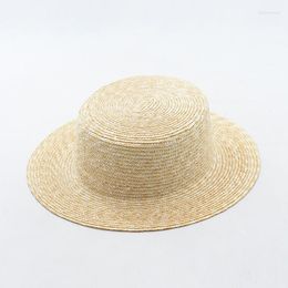 Berets X393 Meticulous Straw Flat Top Hat Sun Shading Beach Cap Tourism Panama Caps