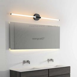 Wall Lamps FANPINFANDO Modern Bathroom Mirror Light Bedroom Dresser Mirror led light Round disc Gold/black Acrylic Tube Sconce Lamp HKD230814