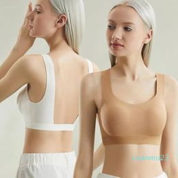 2023New Yoga Outfit U-shaped Backless Beauty Back Underwear Sports Bra Externally Wearable Vest-style Bras Women No Steel Ring Gathering Tops