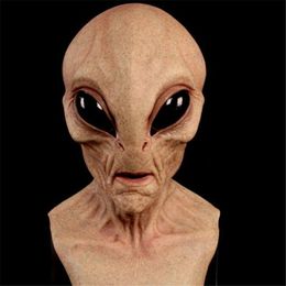 Party Masks Latex Halloween Alien Mask Horrible Big Eyes UFO Full Face Scary Horror Alien Head Adult Masks Monster Party Cosplay Props 230812