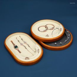 Jewelry Pouches Oval Round Storage Tray Shop Watch Long Chain Show Props Rings Bracelet Display Trays