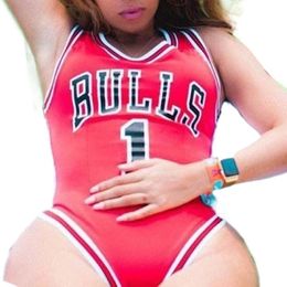 Women's Jumpsuits Rompers S M L XL Sexy Summer Style Star Jumpsuit BULLS Bodysuit Swimsuit Women JumpsuitWith Lining 230812
