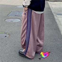 Men's Pants 2023 Oversized Taupe Needles Men Women 1:1 Wide Leg Track Butterfly Logo Sweatpants AWGE Sport Trousers