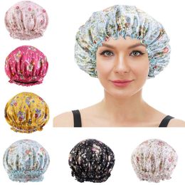 New Satin Print Nightcap Women Sleeping Sleep Night Cap Silky Elastic Hair Care Bonnet Hat Hair Loss Scarf Wrap Turban Headwear