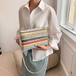 Shoulder Bags Small and Large Capacity Contrast Grass Woven Bag Letter Envelope 2023 New Art Woven Bag Fashion Handheld Bag Beach Bagstylishhandbagsstore