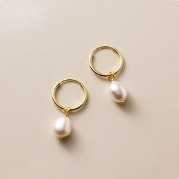 Dangle Earrings Wholesale White Freshwater Pearl Baroque 925 Hook One Pair For Women