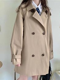 Women's Trench Coats Coat For Women Jacket Loose Khaki Collar Long Korean Style Clothes Fashion Luxury Tops