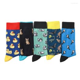 Men's Socks 3pairs/High-Quality Trendy Long Tube Animal Panda And Dog Design Cute For Men Women.