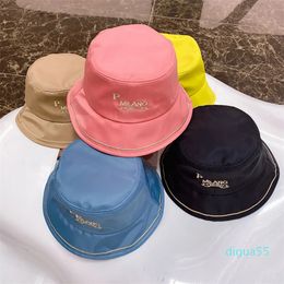 designers bucket hat cap men and women solid color fashion trend breathable simple design young cute summer 5 colors