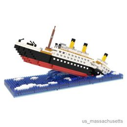 Blocks Titanic Model Micro Buildings Blocks Boat Cruise Ship Sinking Shipwreck Creative Diamond Construction Expert Toys Gifts R230814