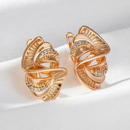 Hoop Earrings Wbmqda Fashion Design Geometric Spiral Zircon Drop For Women 585 Rose Gold Colour High Quality Daily Fine Jewellery