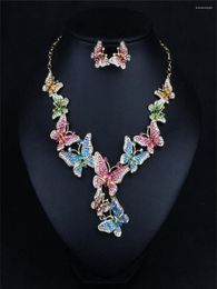 Necklace Earrings Set Butterfly Imitation Jewellery Encrusted National Style Dinner High-grade Alloy Jewellery Accessories For Woman