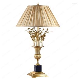 Floor Lamps Rose Pure Copper Lamp Marble Table European And American Style Living Room Bedroom Decor Light