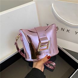 Evening Bags Brand Designer Patent Leather Womens Shoulder Bag Fashion Lock Crossbody Small Bucket Handbag 230814