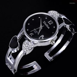 Wristwatches Heart Shaped Bracelet Watch Women Watches Luxury Rhinestone Women's Ladies Steel Clock Zegarek Damski