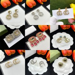 20 style Fashion Diamond Earrings Classic Hoop Earring For Women Highly Quality Luxurys Designer Earings Ladies Brands Gold earring