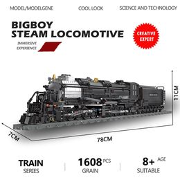 Blocks The Bigboy Steam Locomotive Train Building City Model Retro Bricks MOC Creative Module 1608pcs Toys For Children Gifts 230814