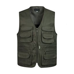 Men's Vests 2023 Men MultiPocket Classic Waistcoat Male Sleeveless Unloading Solid Coat Work Vest Pographer Tactical Mesh Jacket 230812