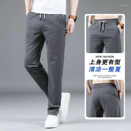 Men's Pants Summer Thin Style High Elasticity Ice Silk Trousers Joggers Overalls Slacks Quick Drying Air Conditioning