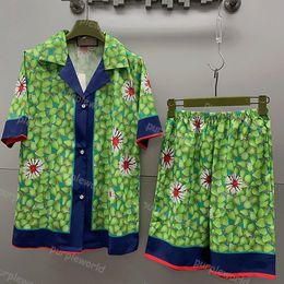 Couple Sleepwear Silk Satin Pajamas Set Short Sleeve Two Piece Casual Home Wear Sets Nightgown Loungewear Button Down