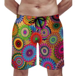 Men's Shorts Colourful Mandala Board Summer Retro Bohemian Print Running Beach Quick Dry Casual Design Large Size Trunks