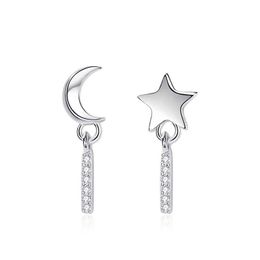 Charm S925 Sterling Silver New Star Moon Earstuds Tassel Earrings Japanese and Korean Simple Fashion Ornaments Mori Style Accessories